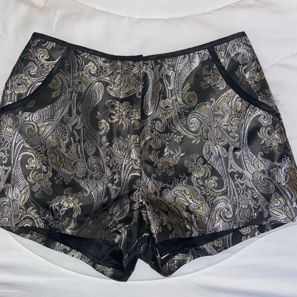 MM Couture Black, Gold, Silver Shorts (lined) SZ S